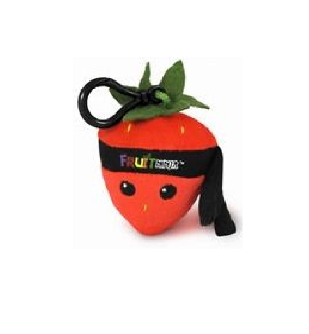 NINJA FRUIT Mini peluche strap sonore Fraise 7cm