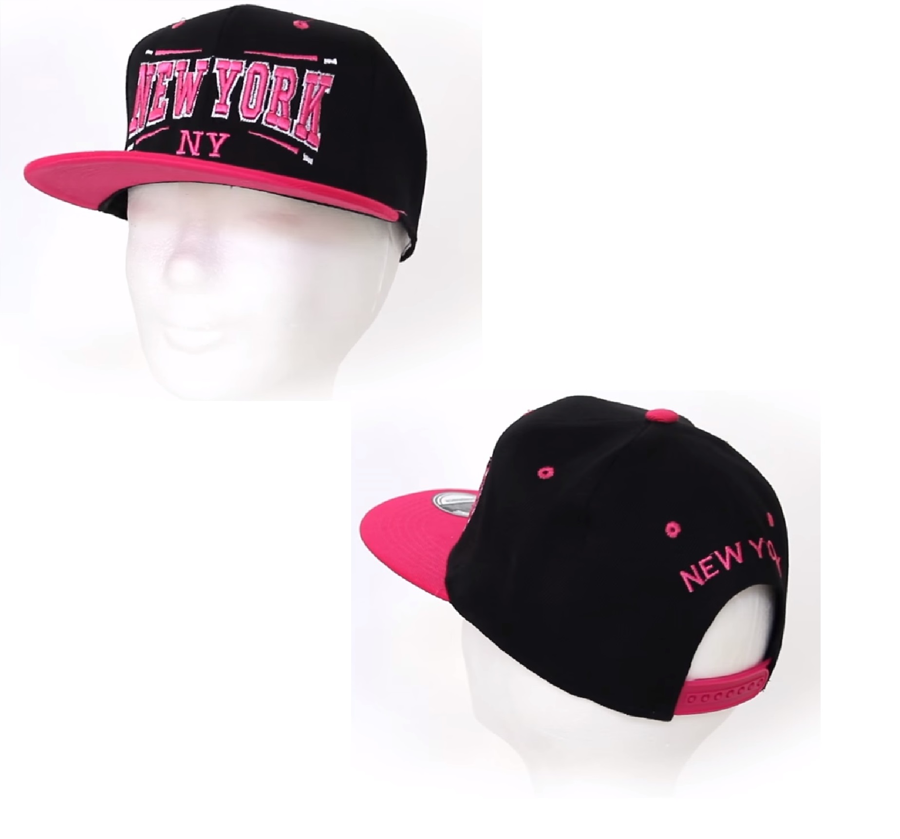 NEW YORK Casquette noire et rose