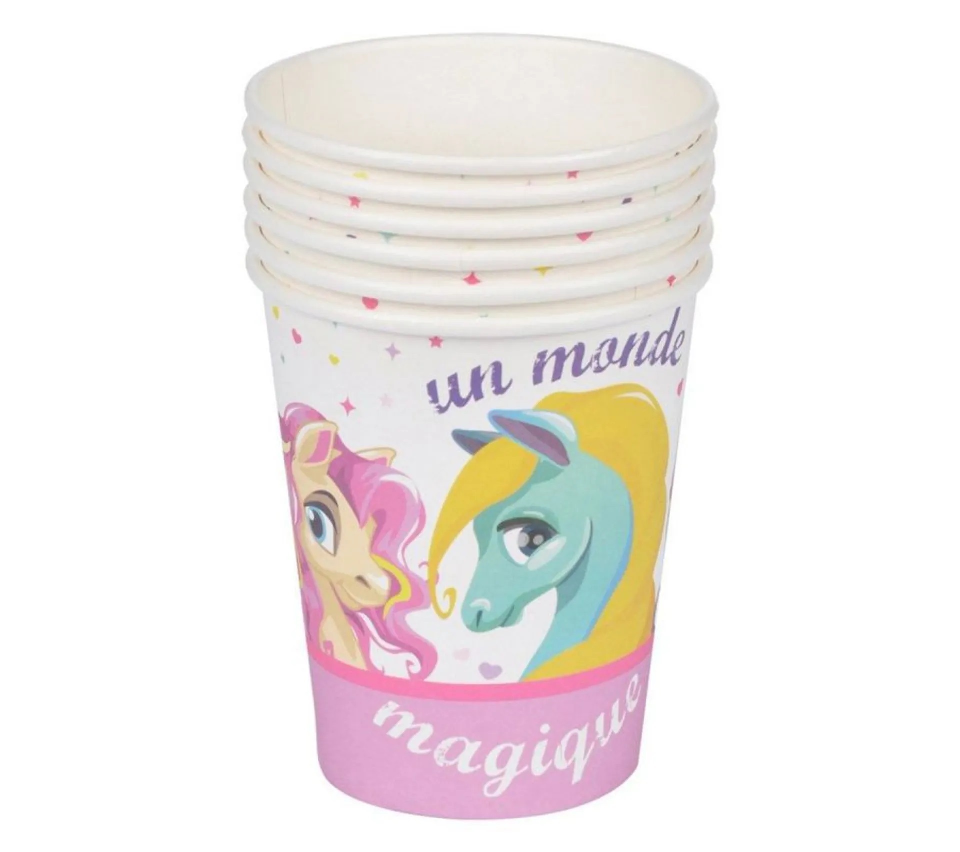 Set de 6 gobelets en papier Poney magique