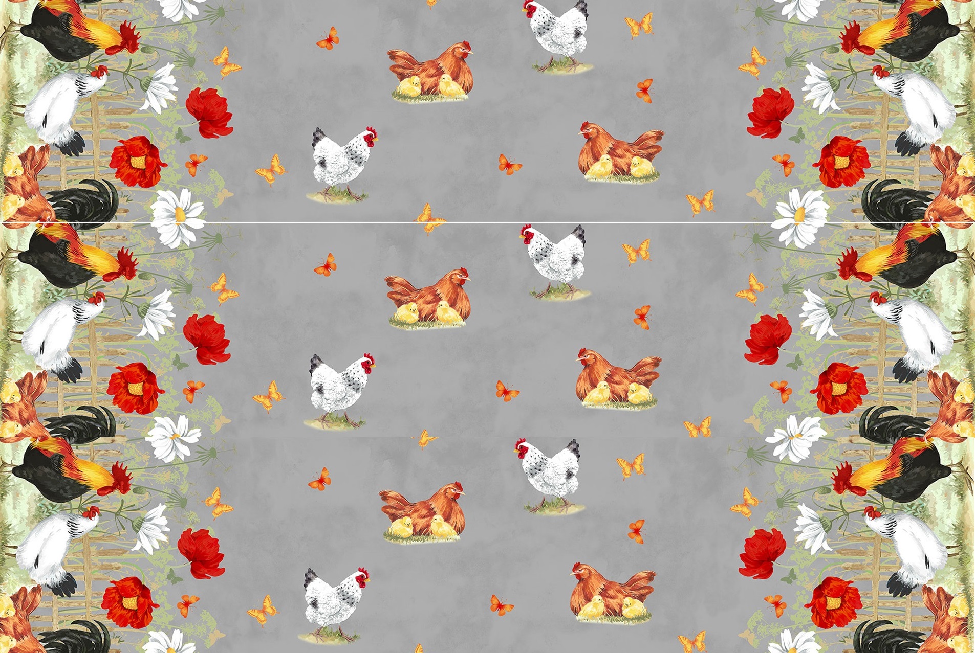 Rouleau de nappe toile ciree Poules et poussins 20m