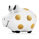 Tirelire en c�ramique cochon a pois gold