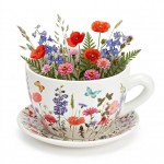 Vase ou pot de fleurs en forme de tasse Color�e 24 x 28 cm