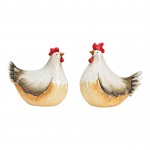 Deux d�coration de jardin coq & poule en c�ramique