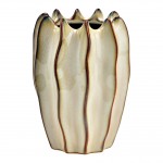 Vase ondul�e Design beige 12x17x12cm