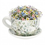 Vase ou pot de fleurs en forme de tasse eucalyptus 15 x 20 cm
