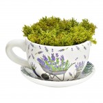 Vase ou cache pot en forme de tasse lavande 20x12x15cm