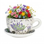Vase ou pot de fleurs en forme de tasse Lavandes 28 x 34 cm