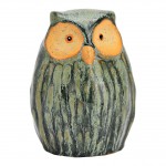 Hibou d�coratif en fa�ence verte � 11 cm