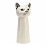 Vase d�coratif t�te de chat en c�ramique blanc Design original 28 cm