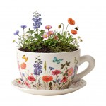 Vase ou pot de fleurs en forme de tasse Fleurie 15 x 20 cm