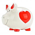 Tirelire g�ante en c�ramique cochon coeur