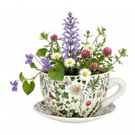 Vase ou pot de fleurs en forme de tasse Marguerites 28 x 36 cm