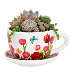 Vase ou pot de fleurs en forme de tasse tulipes 15 x 20 cm