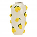 Vase citrons relief en c�ramique 15 x 27 cm jaune