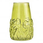 Vase en verre Motif floral en relief vert 15x22x15cm