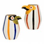 Lot de 2 vases perroquets en fa�ence 12 x 16 cm