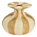 Vase rond en c�ramique ray� 15 x 26 cm beige