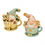 Lot de 2 d�corations nains de jardin dans une tasse 11 cm
