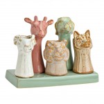 Vase tetes d animaux en faience 11 x 14 cm