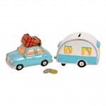Tirelire en c�ramique voiture et caravane