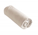 Drap Housse 180x200 cm percale de coton beige pampa Perrine
