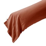 Taie de traversin en percale de coton Perrine 43 x 185 cm tomette