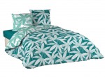 Housse couette + taies microfibre 220 x 240 cm Tropic Clarita bleu