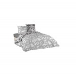 Housse couette + taies microfibre 220 x 240 cm Tropic Clarita gris