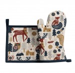 Gant et manique de cuisine 20 x 20 cm Animaux d'hiver