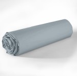 Drap housse coton uni 180 x 200 cm Passion bleu glacier