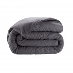 Housse de couette en satin de coton 220 x 240 cm Uni gris fonc�