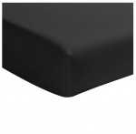 Drap housse en percale de coton lav 140 x 190 cm Noir minuit