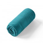 Drap housse gaze de coton uni 180 x 200 cm Harmonieux Bleu enamel