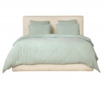 Housse de couette + taies gaze de coton lave 240 x 260 cm Douce vert givree