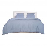 Housse de couette + taies gaze de coton lave 240 x 260 cm Douce bleu givree
