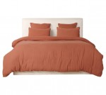 Housse de couette + taies gaze de coton lave 220 x 240 cm Douce safran mineral