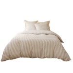 Housse de couette + taies gaze de coton 240 x 260 cm Soleis beige
