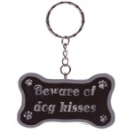 Porte-clés os pour chien Beware of dog kisses