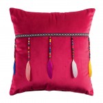 Coussin Velours Pampilles 40 x 40 cm Plumis fuchsia