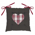 Assise matelasse coton 40 x 40 cm Suzon coeur gris