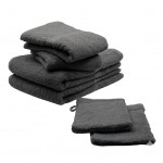 Lot de Serviettes de toilette et gants de toilette 70 x 130 cm Elegance anthracite