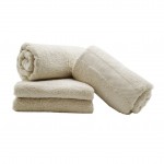 Lot de 4 Serviettes de toilette 70 x 130 cm Elegante sable