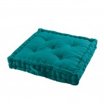 Coussin de sol matelass� en coton vert Emeraude 60cm