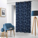 Rideau a oeillets imprime Microfibre Collection Blue Flowers