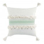 Coussin dehoussable  pompons Indira menthe