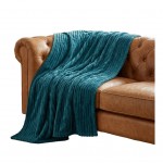 Plaid flanelle 180 x 220 cm Gali bleu
