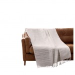 Plaid a franges 220 x 240 cm Lilia cr�me