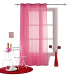Rideau a oeillets voile raye Horizon rose 140 x 240 cm
