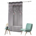 Voilage � oeillets 140 x 260 cm Indila Top Anthracite Menthe