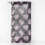 Rideau panneau a oeillets Voile 140 x 280 cm Bouquet de fleurs noir